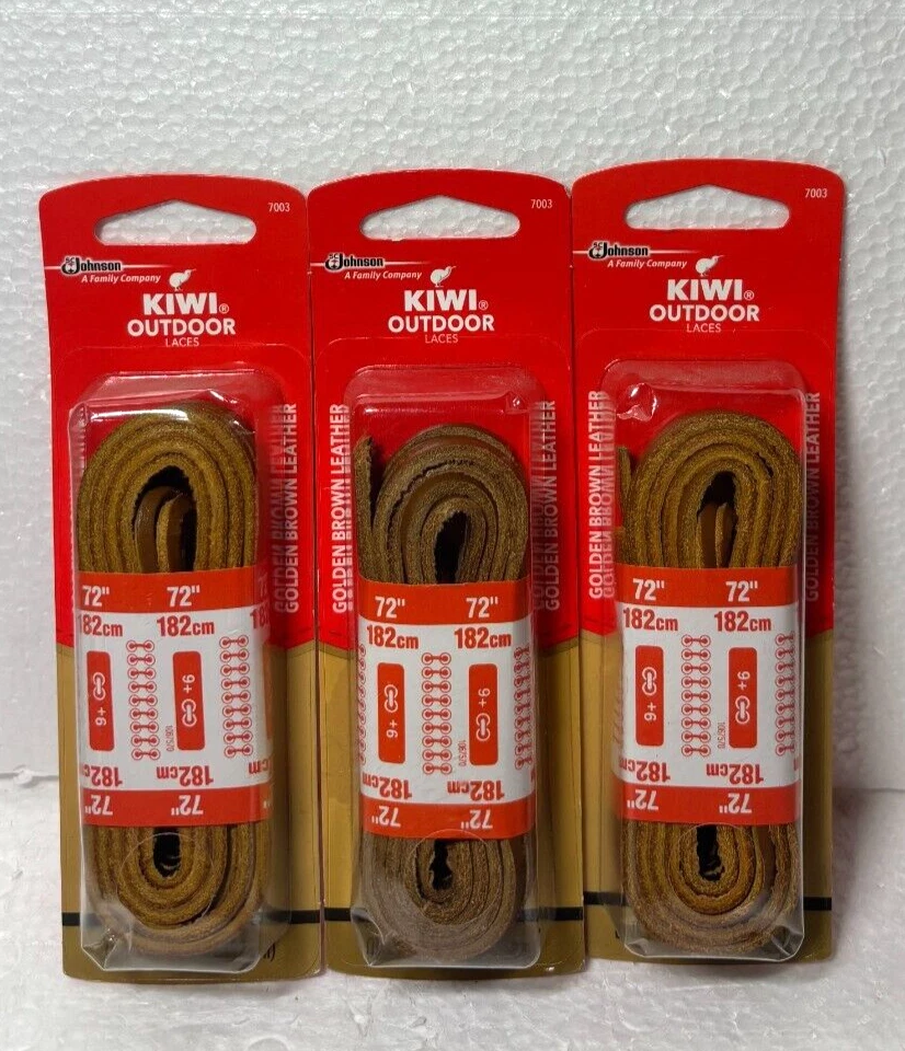 Kiwi Outdoor Boot Laces Leather Tan 72 Inch 9 Eyelets One Pair