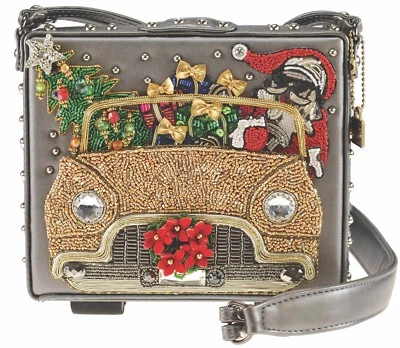 Mary Frances Santa Cruise Xmas Holiday Car Silver Special Beaded Bag Handbag New - Image 1 of 4