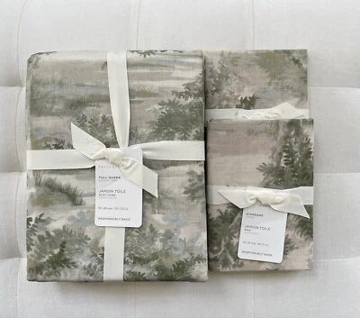 Pottery Barn JARDIN TOILE Duvet Cover Full Queen & Two Standard Shams Green NWT - Image 1 of 4