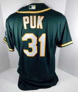 Oakland A's Athletics A.J. 2019 Camiseta verde emitida por el juego Puk #31 722 - Imagen 1 de 7