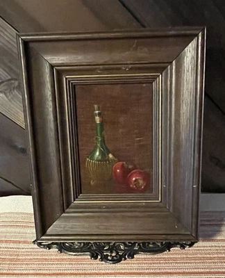 Arte de manzanas y vino sobre terciopelo vintage Foto 1 de 4