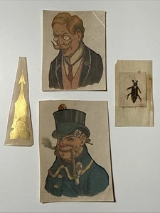 1920s Lot 4 Decals Men Pipe Arrow Bug Vintage Insect Victorian Golden - Picture 1 of 13