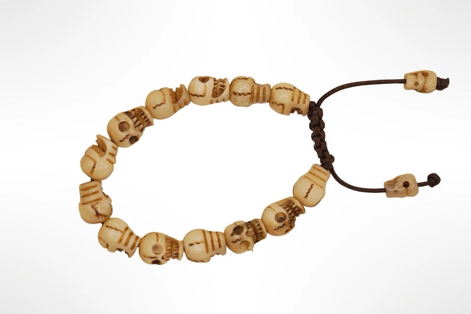Pulsera ajustable de calavera de hueso de yak tallada a mano Foto 1 de 4