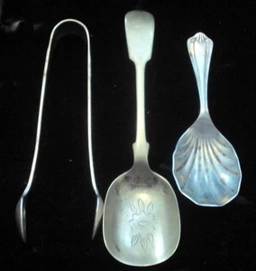 Versilberte Zange Zuckerlöffel Babylöffel - Bild 1 von 5