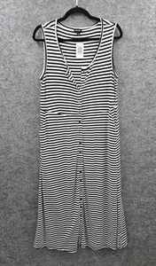 Torrid Maxi Tank Dress Womens 12 Torrid 0 Pockets Snap Front Top Black Striped - Picture 1 of 14