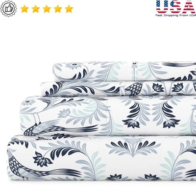 Microfiber Bed Sheet Set 4 Piece Deep Pocket Hypoallergenic Durable Soft Touch - Image 1 of 4