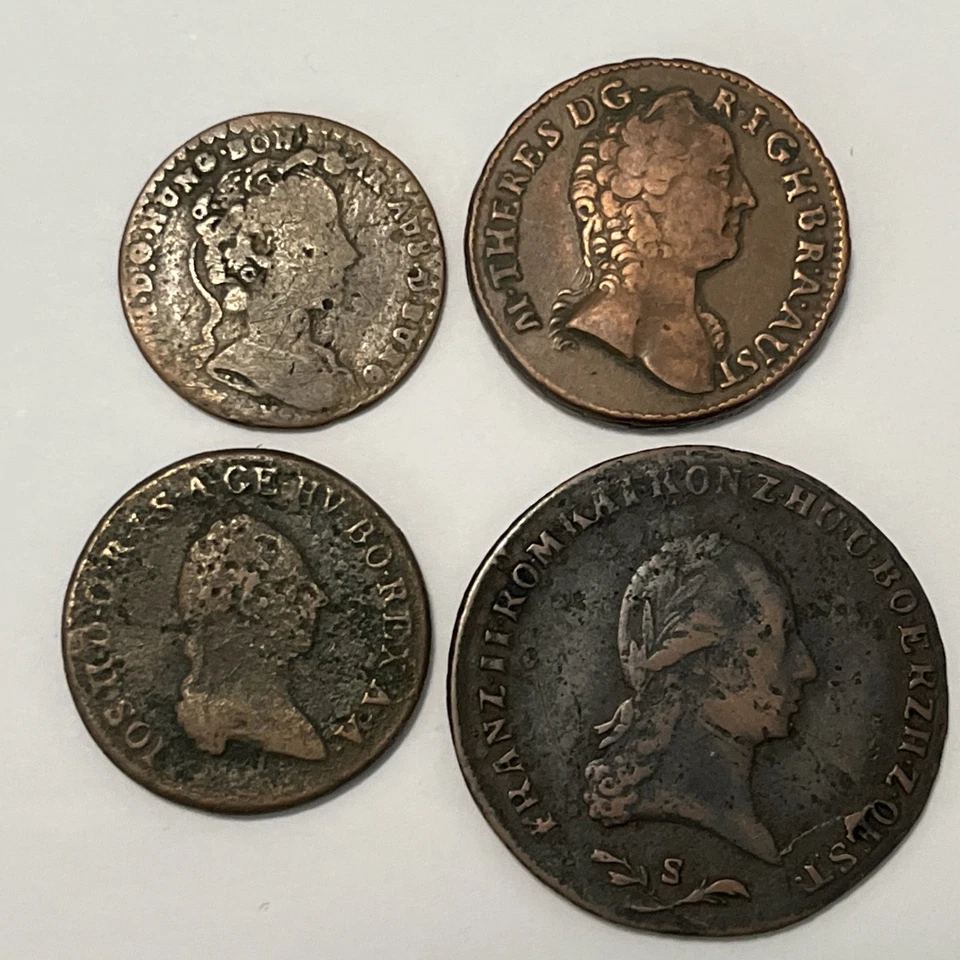 AUSTRIA 1745 Liard, 1762 1790 crucero, 1800 6 cruceros 4 monedas Foto 1 de 3