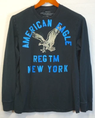 American Eagle Men's M Long Sleeve Jersey Pullover New York Logo Black - Image 1 of 4