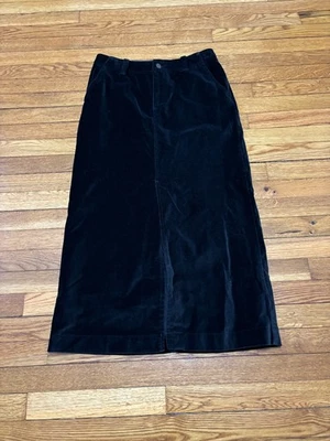 Eddie Bauer 女式天鹅绒丝绒长裙 8 码棉质黑色深色学院 — 第 1/4 张图片