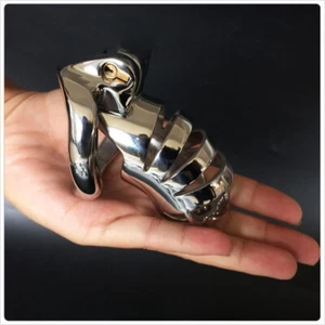 New Male Stainless Steel Chastity Cage Device Men Metal Lock Belt Big/Small - Picture 1 of 21