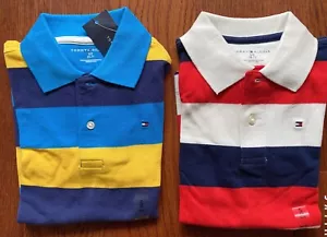 NWT 2 x Tommy Hilfiger Polo Short-Sleeve Bold Striped Shirt Boys Size S (6-7) - Picture 1 of 7