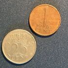Münzen Niederland - Netherlands Coins 1 Cent Gulden 1963  + 25 Cent Gulden 1950