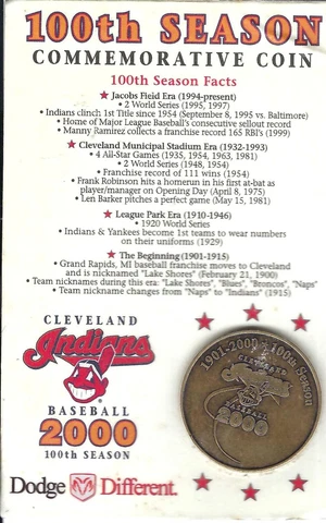 Cleveland Indians - coin, 100th Season,  2000 Cover