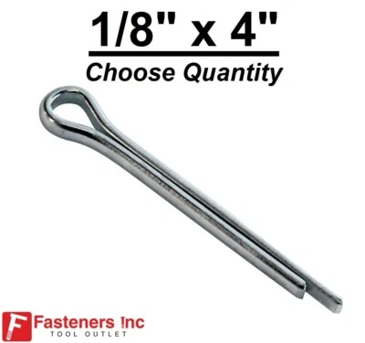 Pasador Cotter 1/8" x 4" Acero al Carbono Zinc Chapado Transparente (Elige Cantidad) Foto 1 de 2