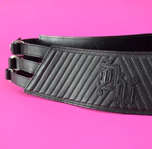 VERSACE F/W 2003 Triple Strap Wide Belt Logo 34 85 M Vintage Y2K - Picture 1 of 22
