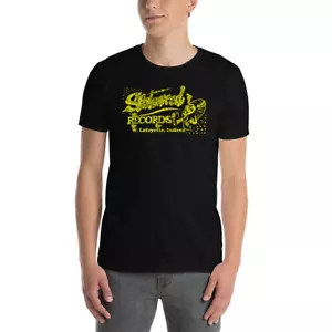 Retro Indiana Record Store T-shirt Slatewood West Lafayette Purdue 70s Vinyl Day - Picture 1 of 6