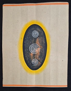 TANTRA SNAKE LINGAM PAINTING ON ANTIQUE PAPER HANDMADE INTRESTING SHIVA LINGAM. - Picture 1 of 2