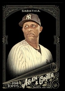 2018 TOPPS ALLEN GINTER X BASEBALL BASE CARD NEW YORK YANKEES CC SABATHIA #144