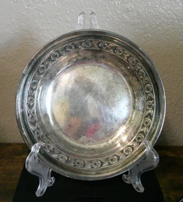 Серебряная чаша Reed & Barton 5,5 дюйма с розовым принтом - Изображение 1 из 4