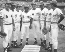 THE BIG RED MACHINE 8X10 PHOTO CINCINNATI REDS BASEBALL PICTURE ROSE BENCH B/W