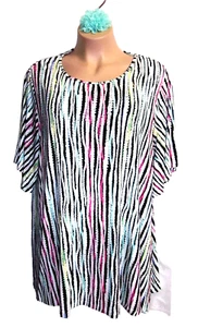Avenue Women Colour Spirit Stripe Top Plus Size 26 28 Multi Flutter Sleeve Artsy - Picture 1 of 5