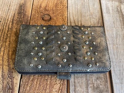 Montana West mini billetera / bolso de mano para teléfono / gris carbón con tachuelas antiguas / ¡NUEVO CON ETIQUETAS!! Foto 1 de 4