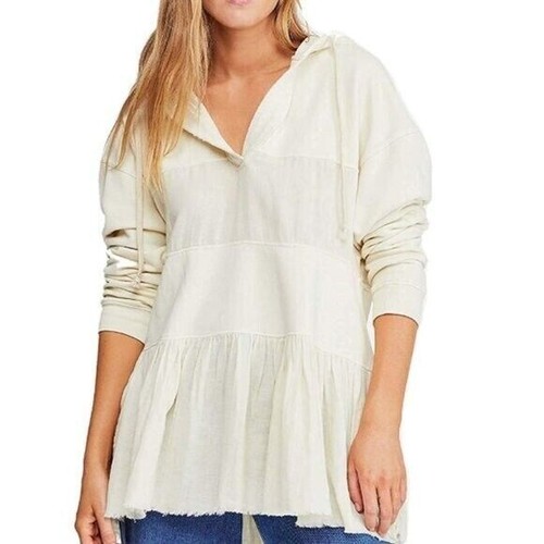 OFF WHITE Free People Sail Away tunica felpa con cappuccio oversize top a strati x small XS