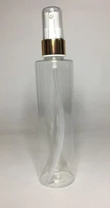 200ml Cylindrical PET Plastic Bottles And Shiny Gold Serum Pump *ANY AMOUNT* - Picture 1 of 2