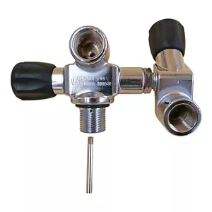 Tauchflaschenventil Doppelventil links Druckluft 300bar Flaschenhalsgewinde M25 - Bild 1 von 3