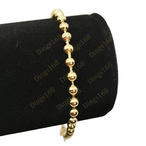 Genuine 18K Yellow Gold Filled Nickel/Lead-Free 6/8 inch 4mm Bead Chain Bracelet - Picture 1 of 2