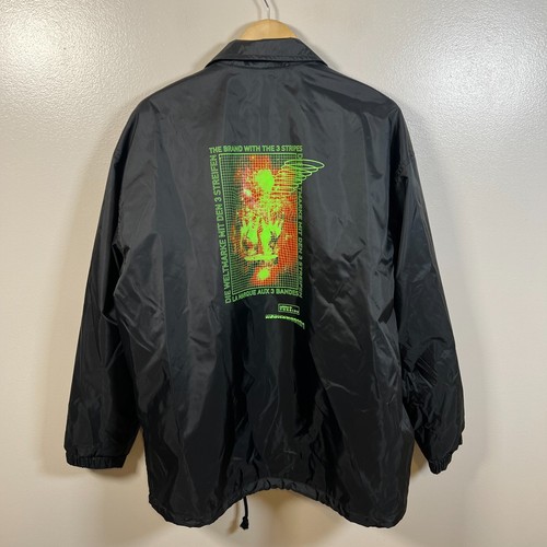 Giacca a vento Adidas Torsion Coach uomo taglia media nera stampa grafica