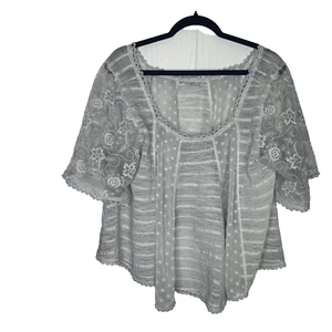 POL Women White Cotton Lace Blouse Size Medium - Picture 1 of 11