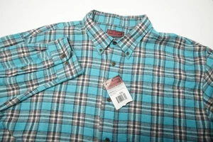 Five Brother Hemd Herren XXL blau kariert Flanell leichte Taschen Button Down - Bild 1 von 8