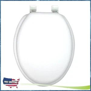 Ginsey Elongated Closed Front Soft Toilet Seat Padded Vinyl Standard White - Picture 1 of 2