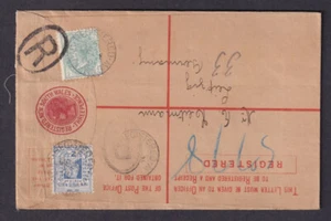 Australia NSW 1900 3d Reg. Stat. envelope + 2d + ½d Sydney to Leipzig Germany - Picture 1 of 2