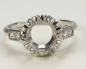 Antique Engagement Hold 8MM - 8.5MM Mounting Platinum Ring Size 6.5 UK-M1/2 Deco - Picture 1 of 13