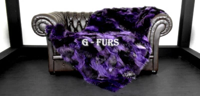 Luxury Real Violet Fox Fur Blanket - Image 1 of 4