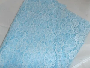 3 Yard lot 44" wide x 108" Light blue no-stretch lace Fabric Continuous piece - Picture 1 of 3