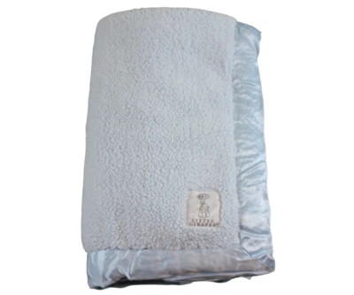 Manta bebé satinado chenilla sherpa azul claro pequeña jirafa bebé niños adorable Foto 1 de 4