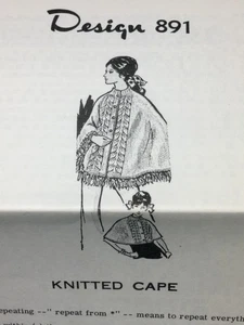 Vtg Mail Order Design 891 KNITTED CAPE Pattern Original - Picture 1 of 2