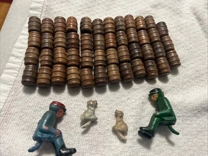 Vtg Cast Iron Beer Wagon 27 Barrels Clydesdale 2 Men 2 Dog - Picture 1 of 7