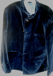 CLASSIC JOESPH TURNER MEN'S NAVY BLUE VELOUR NEHRU 5 BUTTON SPORT COAT SZ 46 - Picture 1 of 6