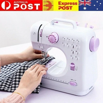 12 Stitches Mini Electric Sewing Machine Portable Overlock 2 Speeds Foot Pedal - image 1 of 4