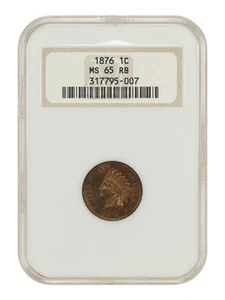 1876 1C NGC MS65RB (OH) - Indian Cent - Better Date - Picture 1 of 4