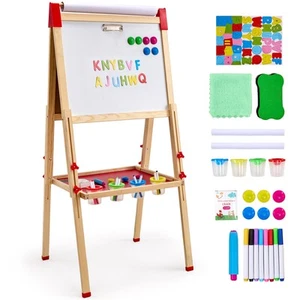 3-in-1 Kids Art Easel Double-Sided Wooden Magnetic Whiteboard Chalkboard - Picture 1 of 10