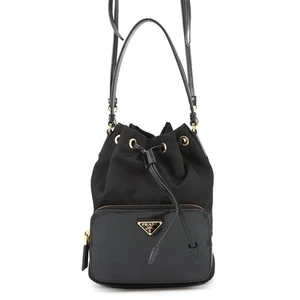 PRADA Re-Nylon Duet Bucket 2-way Bag Nylon/Patent Leather Black 1BH038 - Picture 1 of 18
