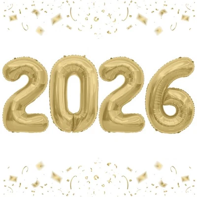 Globos 2026, 40 pulgadas 2026 número globos mudo oro 2026 globo lámina grande... Foto 1 de 4
