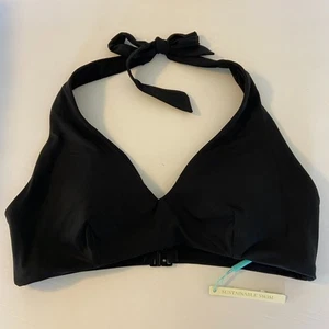 NWT Sea Level Australia Black Eco Essentials Multifit Halter Bikini Top Size 10 - Picture 1 of 8