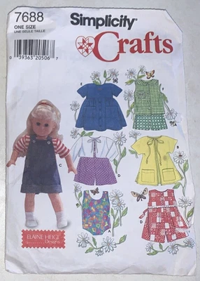 Sewing Pattern 18" Doll Clothes Simplicity 7688 uncutWardrobe Simple  - Image 1 of 3