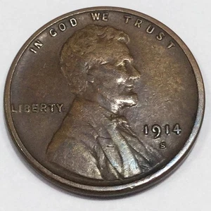 Hermosa moneda de centavo de trigo Lincoln 1914-S fecha rara - Imagen 1 de 2